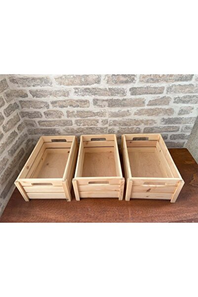 ayfiwood 3 Adet Çok Amaçlı Ahşap Saklama Sepeti-Kutusu, Dolap İçi Çamaşır Çoc...