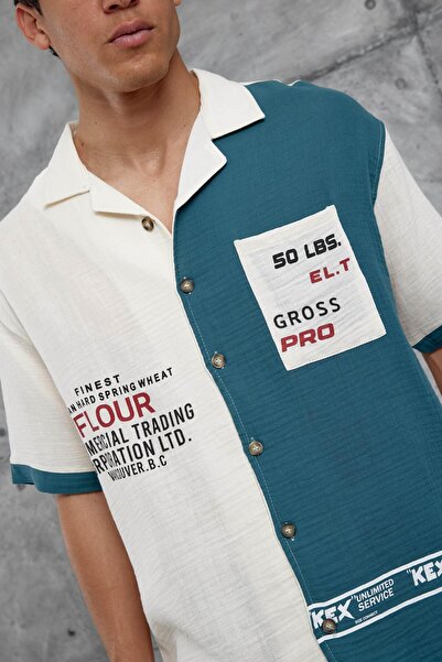 NOMARC Синя сорочка оверсайз з кишенями