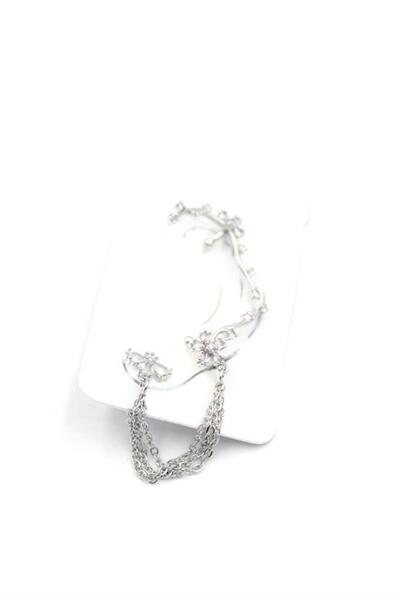 MR RZN STORE Stoned Cartilage Earrings - Silver
