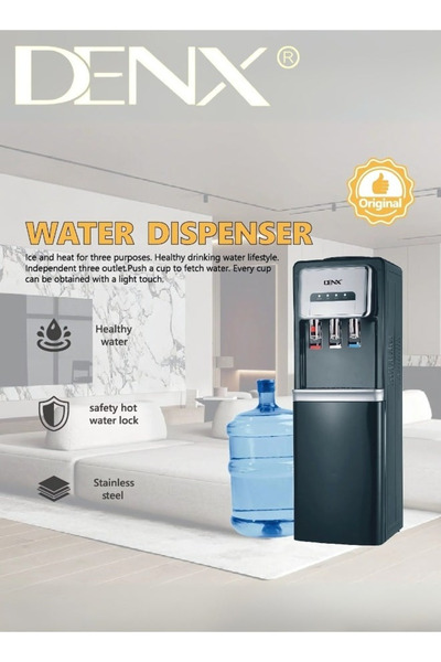 Denx Hot, Cold, and Normal Water Dispenser – Made of Stainless Steel, Hygienic, with Safety Lock, 600W