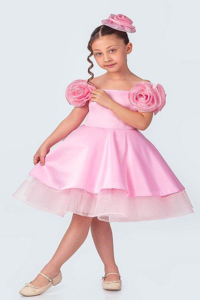 DeKuBaby Design special Mâneci Motiv trandafir, Cataramă, Fuste din tul Rochie de seară pentru fetiță-Rochie de petrecere-zi de naștere