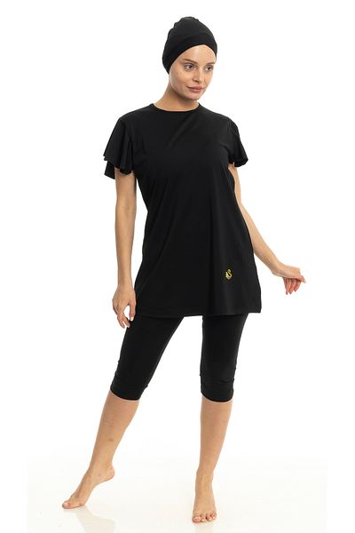 Differend Short Balloon Sleeve Semi-Hijab Swimsuit