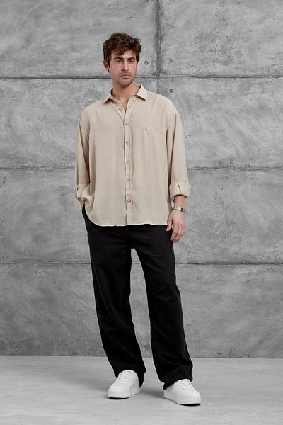 NOMARC Πουκάμισο Oversize Από Κρέμα Modal