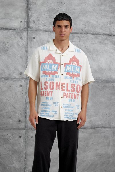 NOMARC Κρεμ Mlm Elson εμπριμέ πουκάμισο Oversize