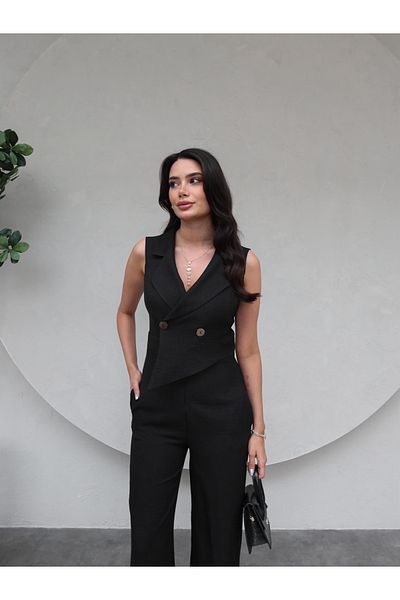 ESRAHELVACI E.H Special Black Double Pearl Jumpsuit