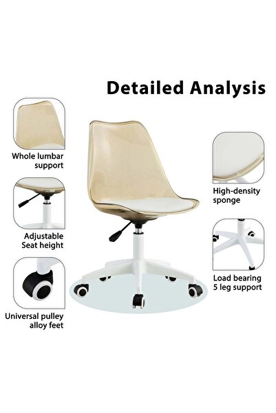 Taimi 2-Pieces Adjustable Swivel 360° Armless Desk Chair w/ wheels,Brown- 77-87H x 43-53SH x 54D x 48SW cm