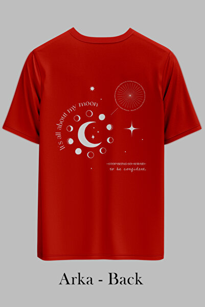 OXVİN Moon Phases Back Printed Oversize Unisex T-Shirt (Loose Fit)