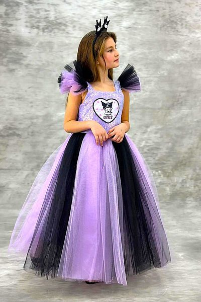 DeKuBaby Kuromi Crown with Layers of Tulle Puffy Skirt Birthday, Party-Special Occasion Costume-Party Evening Dress