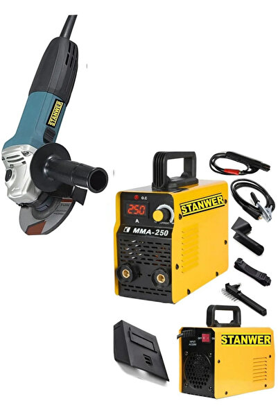 STANWER USTA İŞİ 250 AMPER KAYNAK MAKİNESİ VE 1800W AVUÇ İÇİ TAŞLAMA 2 Lİ SET