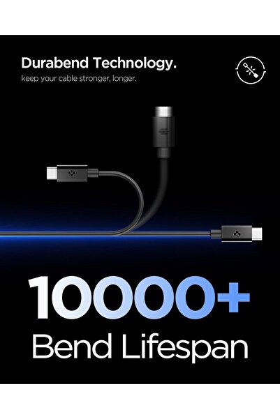 Spigen Spigen Essential USB-C to USB-C Cable [1 Meter] 3.3 Feet Fast Charging 60W 10,000+ Bends – Black