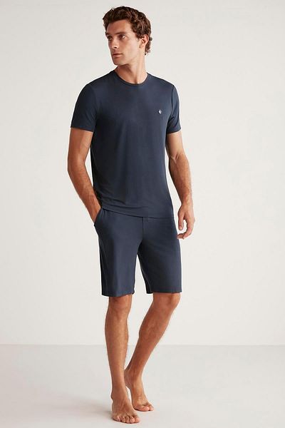 First Touch Ανδρικό κοστούμι πιτζάμα με κοντό μανίκι Navy Blue σορτς C0T1N4OTF