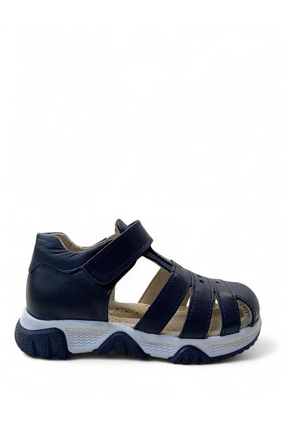 Tuğba Ortopedi 269 Orthopedic 100% Genuine Leather Boy's Preschool Navy Blue Corset Sandals
