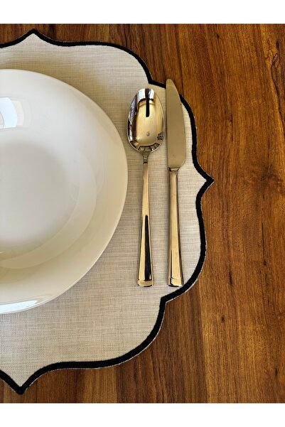 NURHAN HOME COLLECTION 2 штуки чорних сервірувальних підставок з вишивкою