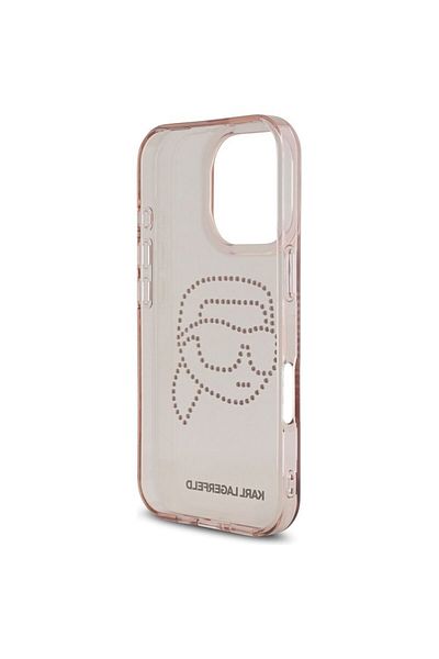 REDz Accessories Carcasă Karl Lagerfeld pentru iPhone 16 Pro Max, KLHCP16XHKHDCELP, model IML cu pietre S K Head, roz