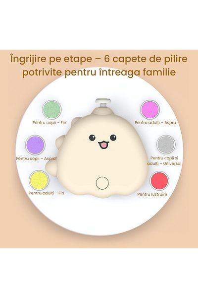 ALPACO Electric Nail File for Babies and Adults, 6 Heads, USB, Silent, Automatic Shutoff
