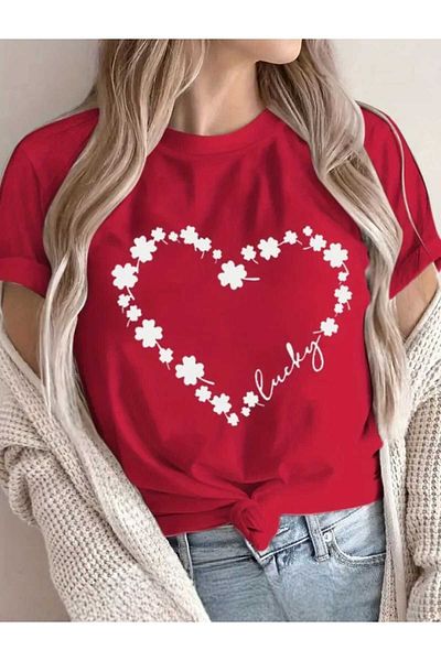 TekTarzz Unisex Floral Heart Printed Design Tshirt