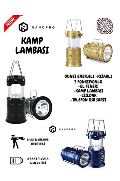 Ckrl Nanopro Solar Şarjlı Güneş Enerjili Kamp Feneri Güneş Paneli Kamp Şarjlı...