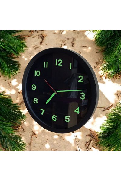 Bahat Phosphorescent 3D Embossed Numeral Plastic Black Wall Clock Diameter 30 cm
