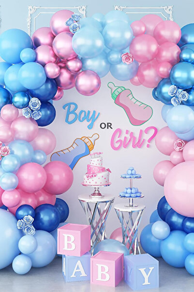 Parti dolabı 20li Balon: 10 Açık Mavi Ve 10 Pembe Metalik Balon Cinsiyet Belirleme Partisi Kız Mı ? Erkek Mi?