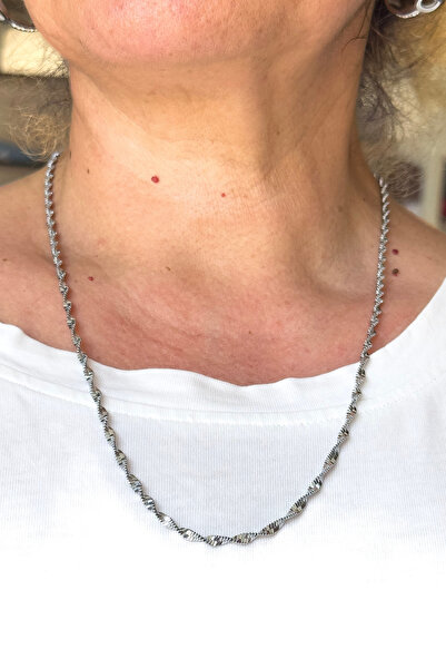 biuti قلادة ملتوية من الفولاذ باللون الفضي، سلسلة ملتوية من الفولاذ هدية