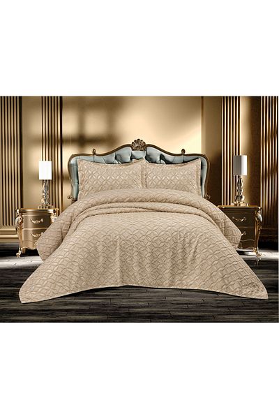 ESTİMA Aslan Tekstil Oya Mink Double Pompom Bedspread 250X260 2 Pillows 50X80