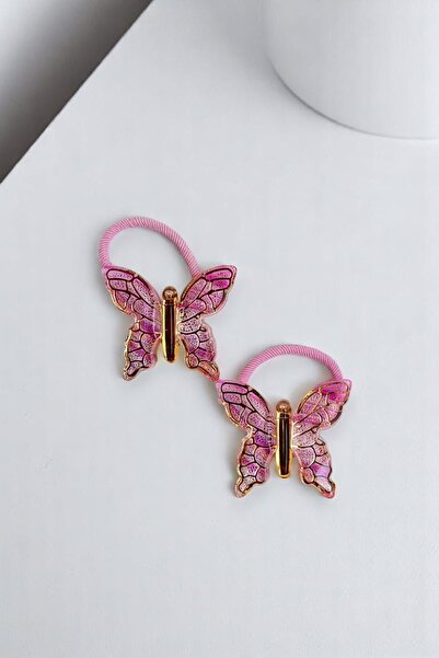 MUTENA Set de 2 elastice colorate pentru păr cu design fluture (1 pereche)