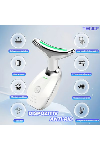 Teno Dispozitiv Facial pentru Elinimarea Ridurilor Teno®, ingrijirea gatului, masaj, alb