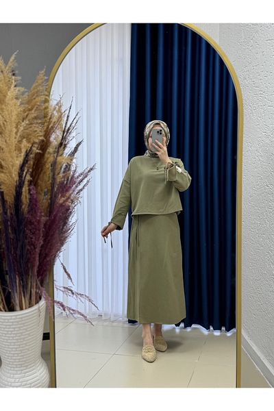 Ebrar Store Mint Sultan Sleeve Drawstring Single Sleeve Labeled Skirt Suit - Ek-H-110-2