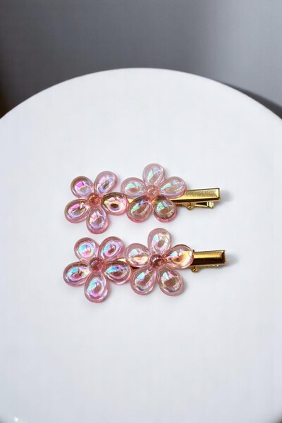 MUTENA Set de 2 agrafe colorate cu model floral (1 pereche)