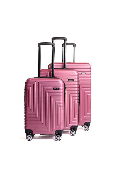 Travel POLO Trolley Set, TRAVEL POLO, ABS, A1005, Powder Pink 3 pieces of suitcases with sizes, S-M-L