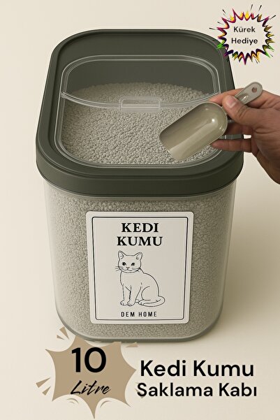 Dem Home Kedi Kumu Saklama Kabı 10 Litre Şeffaf Renk Saklama Kabı 10 Lt