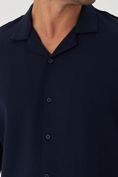 ZİNOX Men's Long Sleeve Lycra Dumbbell Fabric Apache Collar Low Shoulder Oversize Shirt
