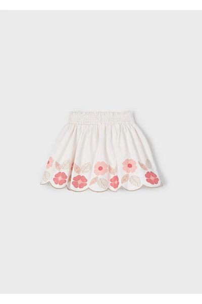 MAYORAL Skirt (Linen with Flower Embroidered Waist Elastic)