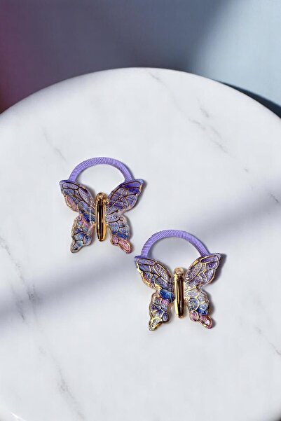 MUTENA Set de 2 elastice colorate pentru păr cu design fluture (1 pereche)