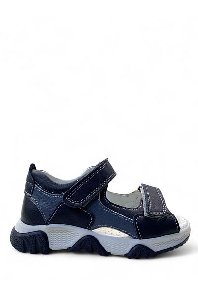 Tuğba Ortopedi 241 Orthopedic 100% Genuine Leather Boy's Preschool Navy Blue Corset Sandals