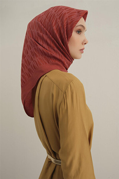 Armine Lyocell Red Patterned Scarf 3- 35