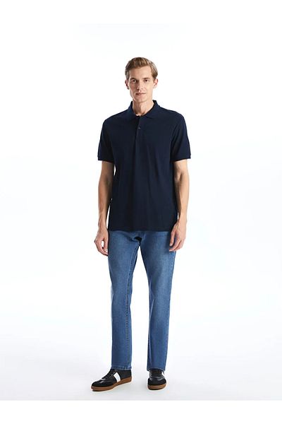 LC Waikiki Lcwaikiki Classic Navy Blue Polo Collar Short Sleeve Pique Men's T-Shirt
