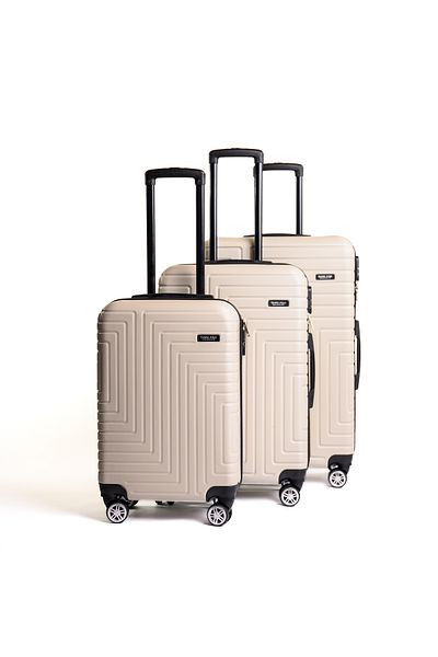 Travel POLO Trolley Set, TRAVEL POLO, ABS, A1005, Cream 3 pieces of suitcases with sizes, S-M-L