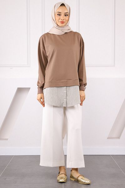 İmajButik Καφέ πουκάμισο Garnished Sweat