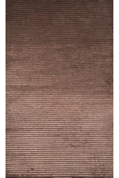 Handmade Nüans Acı Kahverengi İpek Görünümlü Viskoz Modern Çizgili El Dokuma Halı 80x150 cm (1.2 m²)
