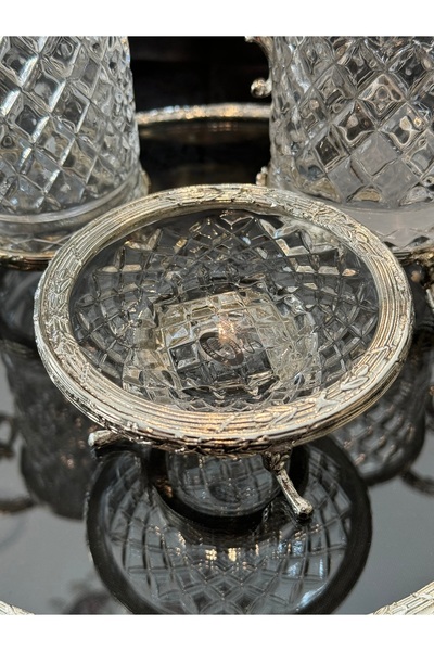 Santara Avangarde Kristal Gümüş 4 Parça Cam Banyo Seti
