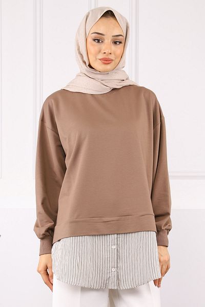 İmajButik Καφέ πουκάμισο Garnished Sweat
