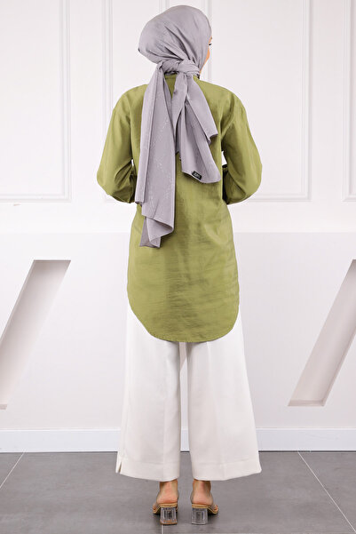 İmajButik Khaki Stone Buttoned Modal Shirt