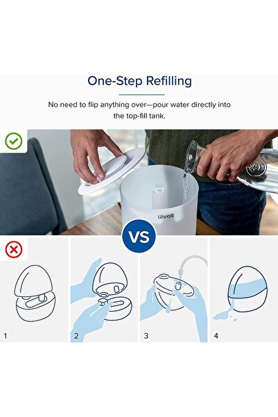 Levoit Dual 150 3L Humidifier for Bedroom & Nursery with Night Light, Cool Mist, Auto-Off