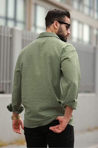 BASEL.CO Oversize Λινό Μικτό Basic Casual πουκάμισο