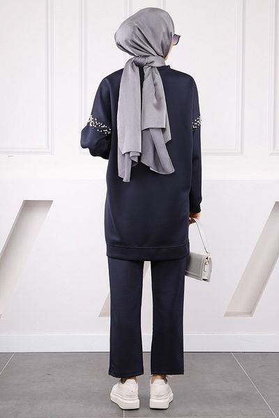 İmajButik Σκουπάκι με πέρλες Navy Blue Shoulder