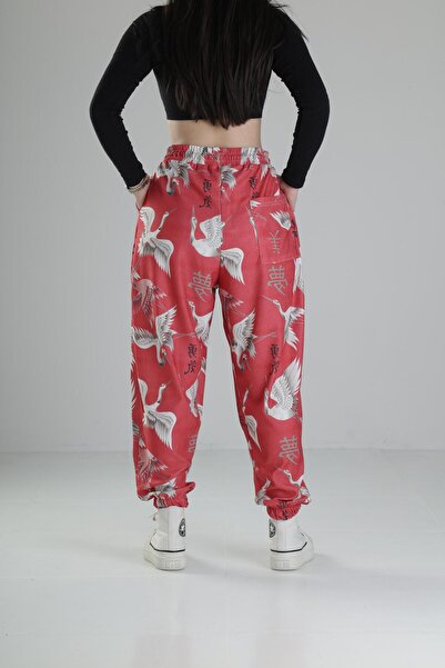 COCOPELLI Chinese Bird Patterned Pleated Jogger
