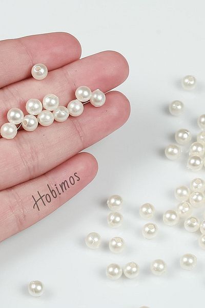 Hobimos 250 τμχ Κρεμ μαργαριταρένιες χάντρες 6 mm - Πλαστικές κρεμ μαργαριταρένιες χάντρες 6 mm