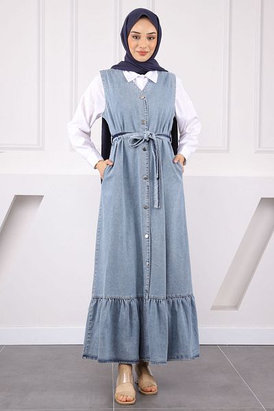 İmajButik Μπλε τζιν τζιν με ζώνη μέσης