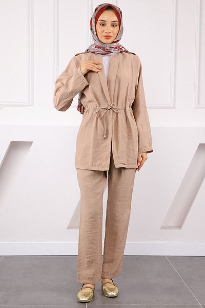 İmajButik Mink Waist Drawstring Jacket Trousers Suit
